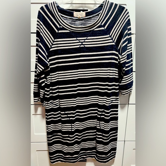 Max Studio Weekend Black Striped Casual Dress D2 - Picture 1 of 7